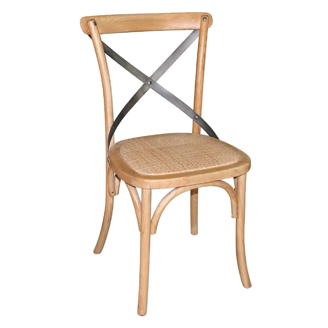 Houten stoelen met gekruiste rugleuning - Naturel - Set van 2