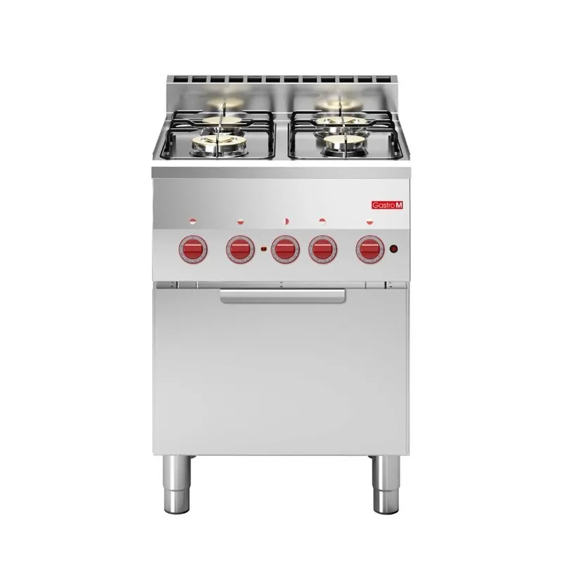 Fornuis 4 Gasbranders Op Elektrische Convectieoven GN 2/3 600
