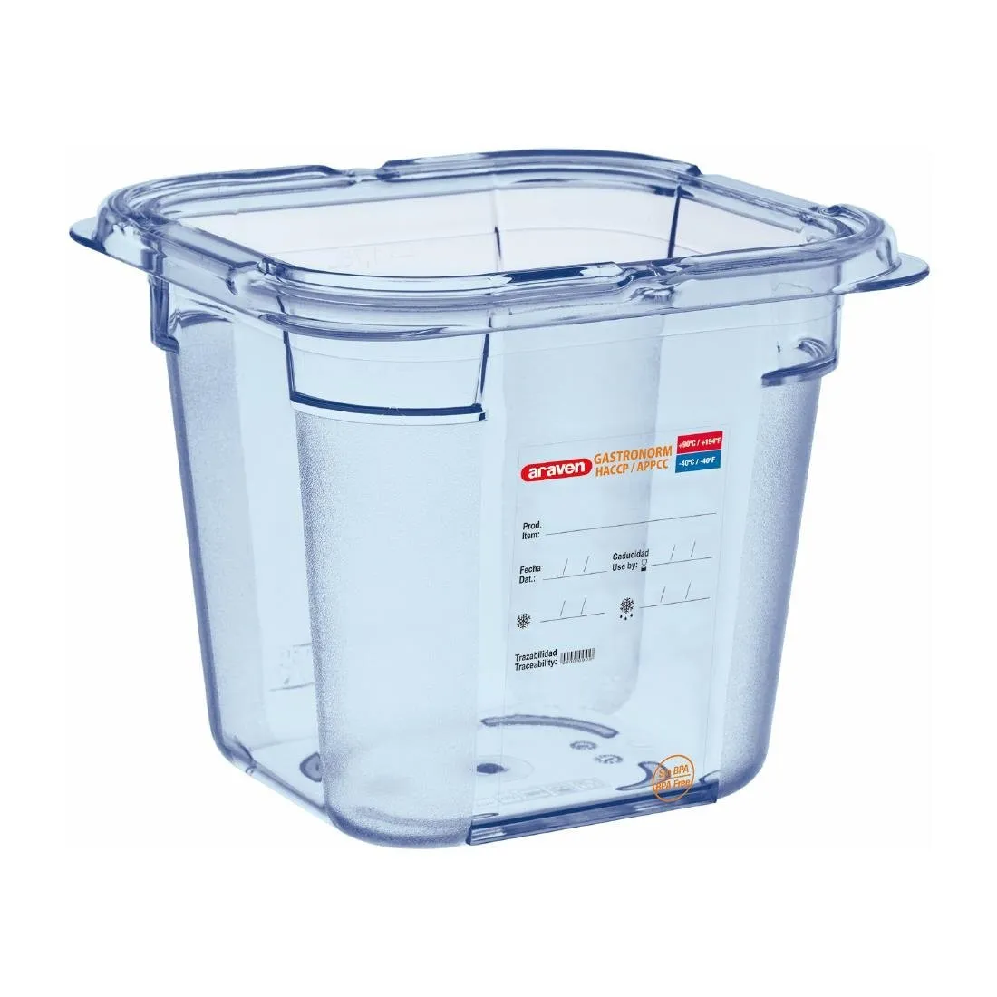 Blauwe luchtdichte container GN1/6 150 mm