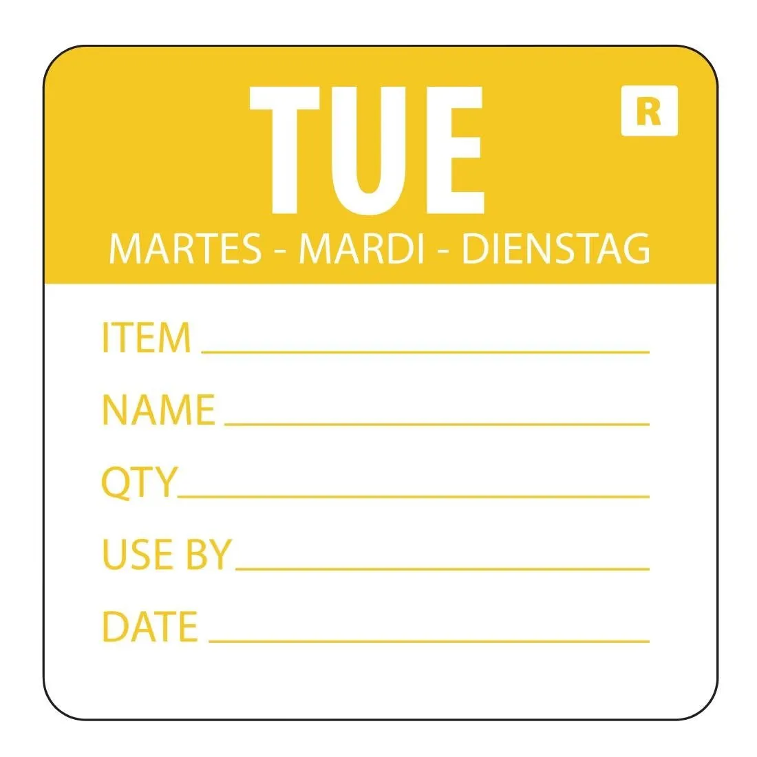 Verwijderbaar label "Dinsdag"