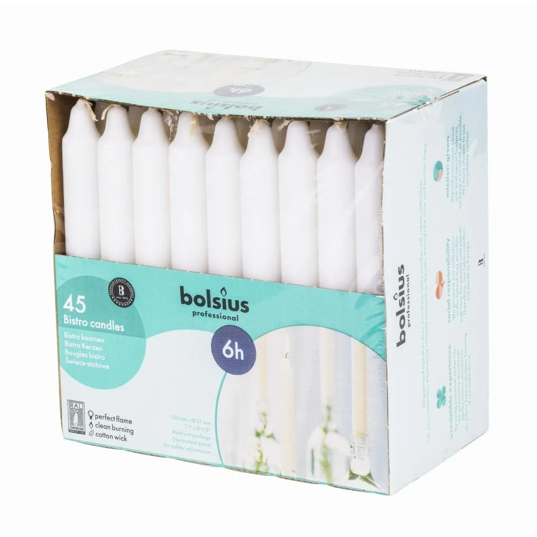 Kaarsen Bistro 177 mm Wit