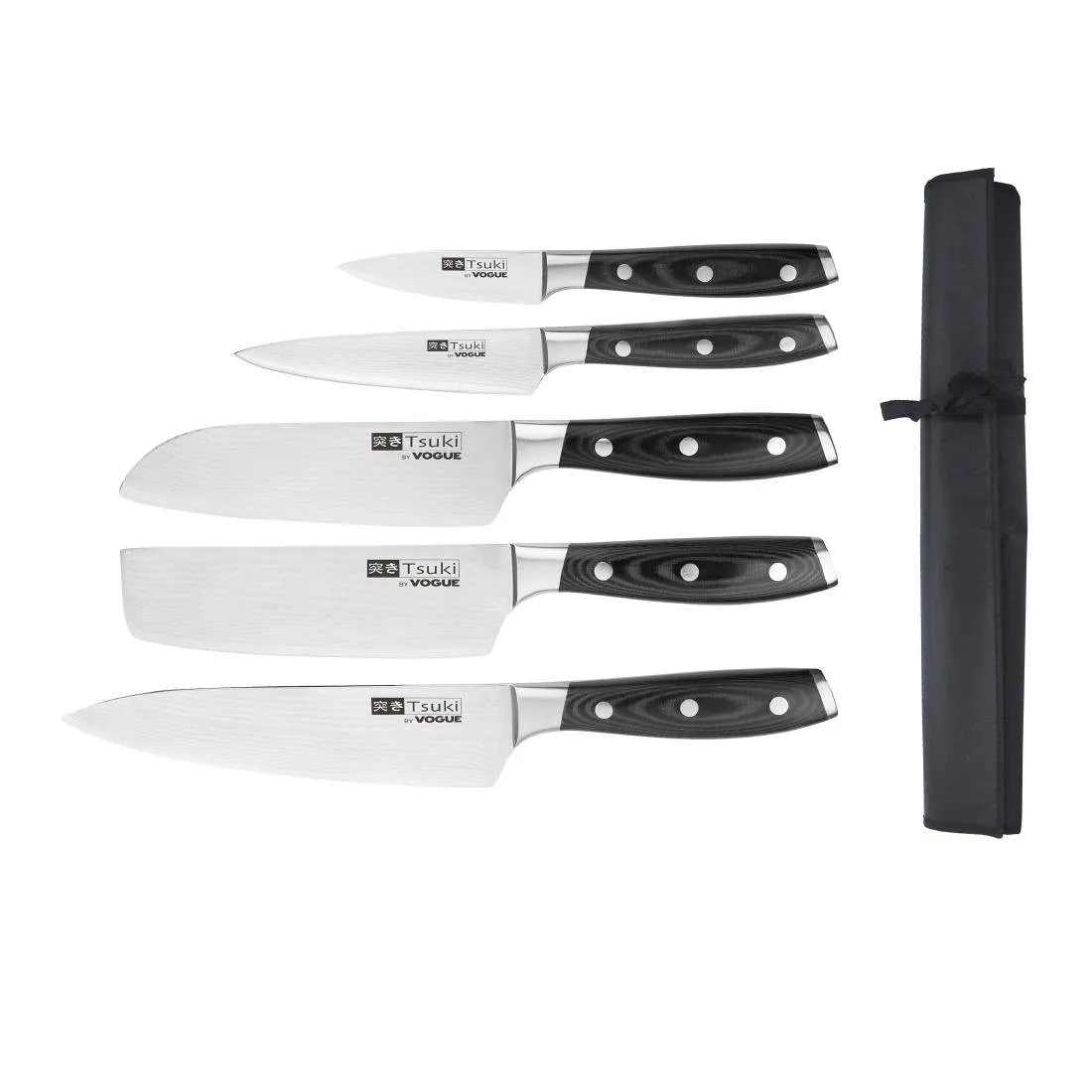 Set van 5 Japanse messen en hoes Tsuki Series 7