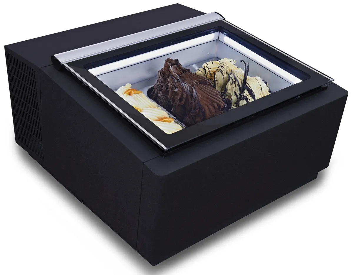 Zwarte Tafelmodel IJsvitrine - Statisch - 3 x 5 L - Klantzijde
