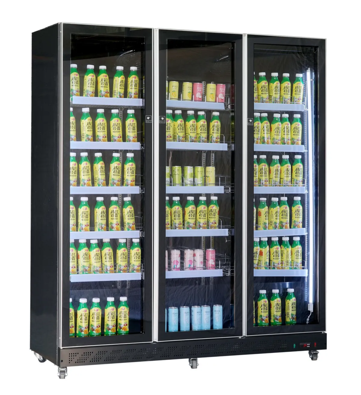 Koelvitrine voor Dranken 3 Glazen Deuren Zwart 1173 L