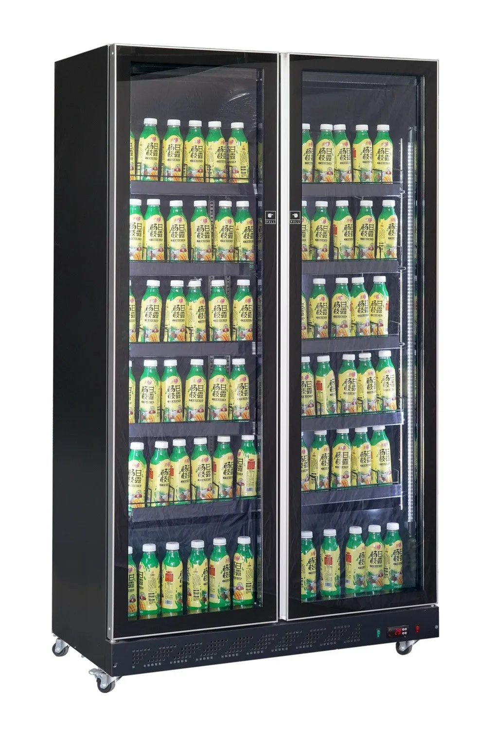Koelkast voor dranken met 2 glazen deuren zwart 758 L