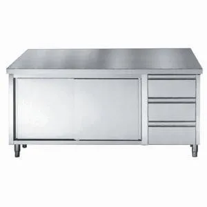 Meubel Inox Laag GN 1/1 - 2 Deuren en 3 Laden - L 2000 x D 700 mm