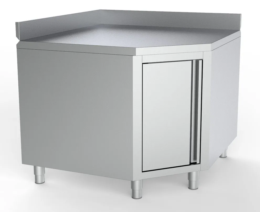 RVS Hoekonderkast met Achterwand - L 1000 x D 600 mm