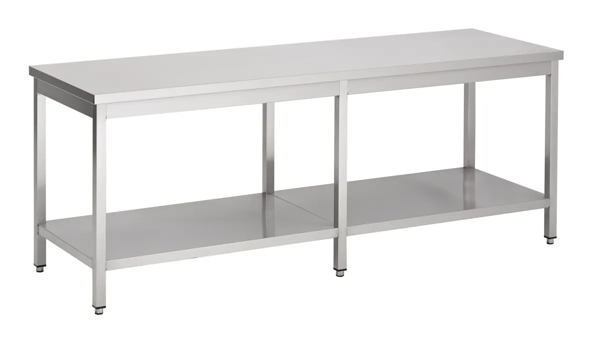 RVS Tafel met Plank - L 2600 x D 700 mm