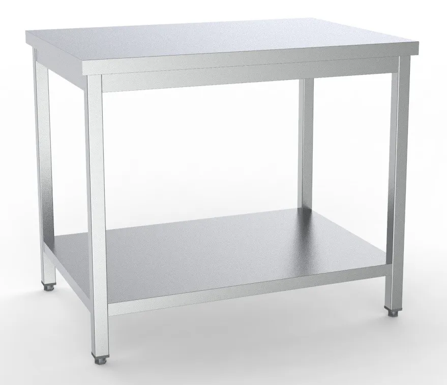 RVS Tafel met Plank - L 1600 x D 600 mm