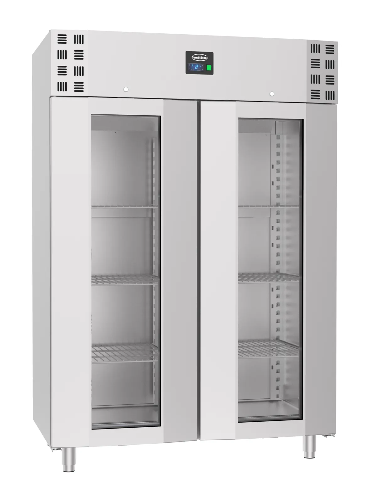 Positieve RVS Koelkastkast - 2 Glazen Deuren - 1400 L