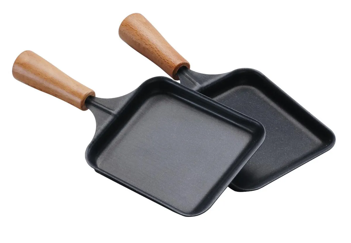 Rechthoekige houten raclettepan