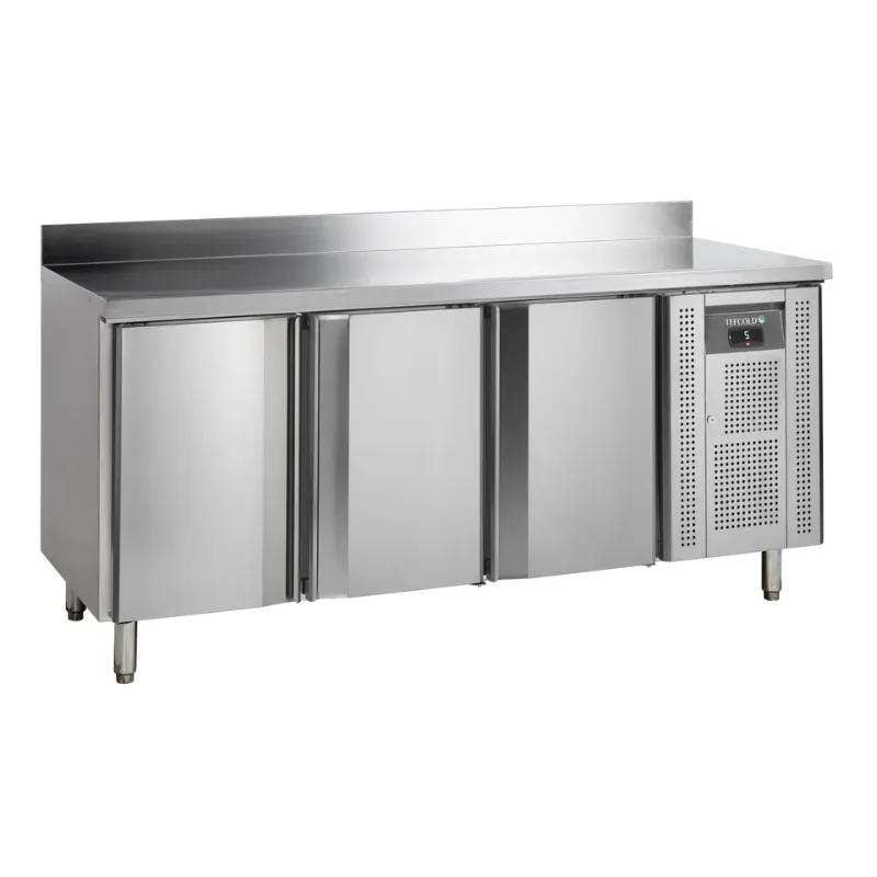 Gekoelde Tafel met Achterwand in Inox - 3 Deuren - GN 1/1