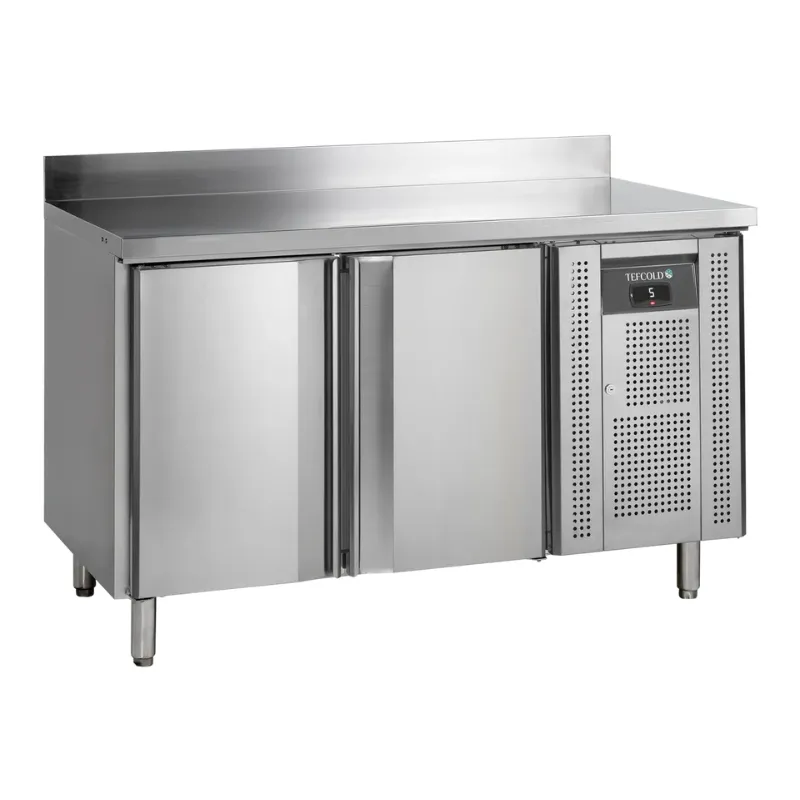 Roestvrijstalen gekoelde tafel met opstaande rand - 2 deuren - GN 1/1