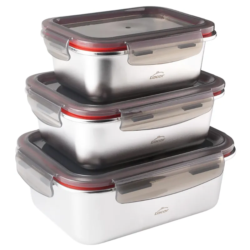 Inox Doos met PP Deksel Ecoinox 800 ml - Set van 3