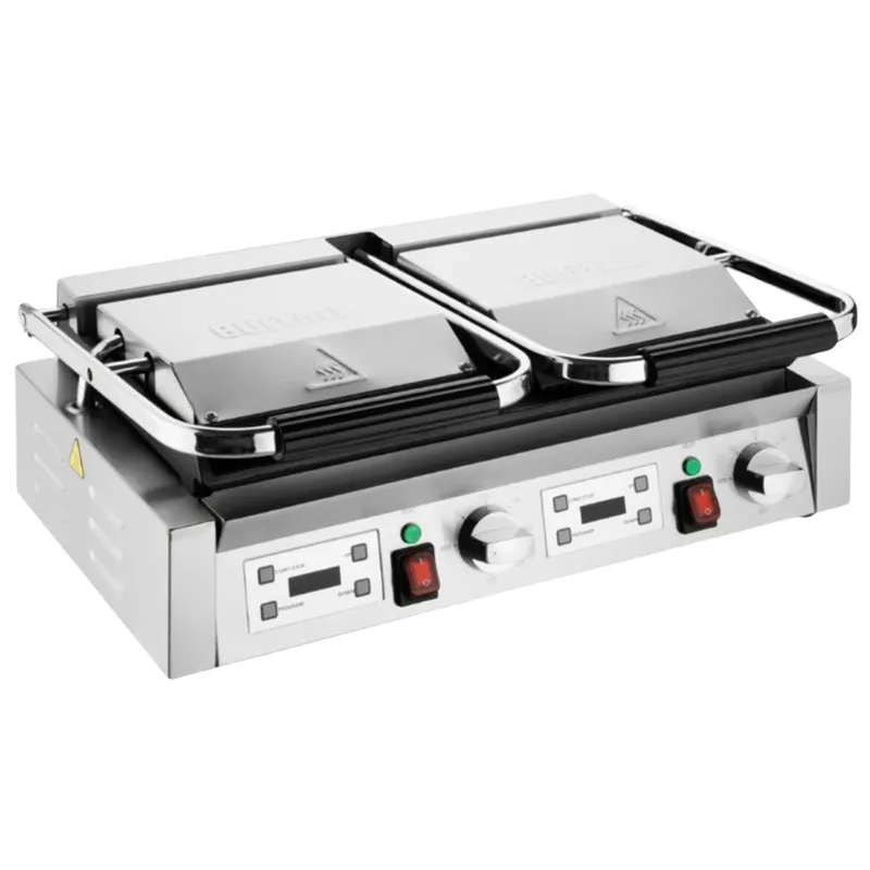 Dubbele contactgrill met geribbelde platen