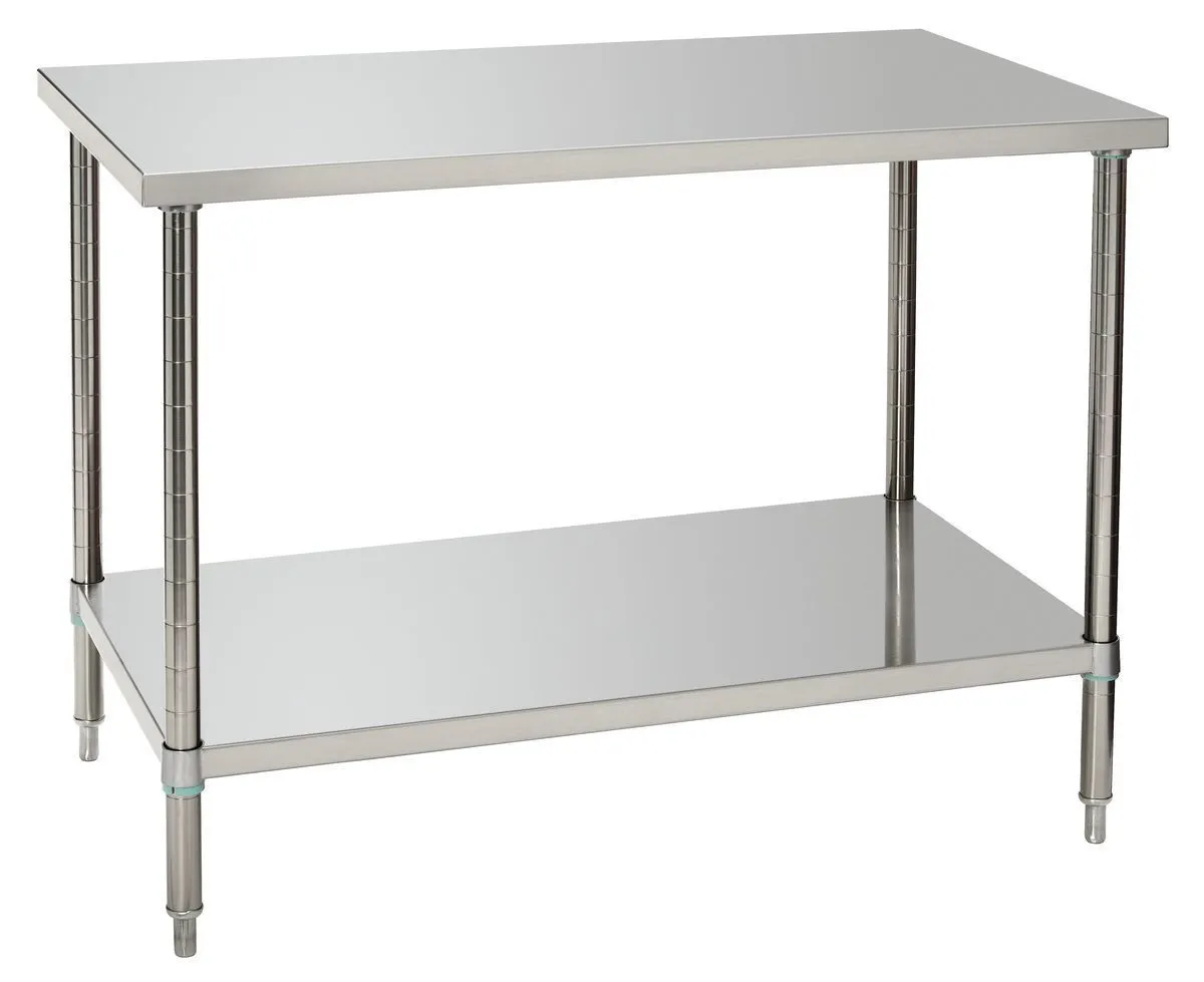 Roestvrijstalen Werktafel met Lage Plank - D 700 mm - L 1200 mm