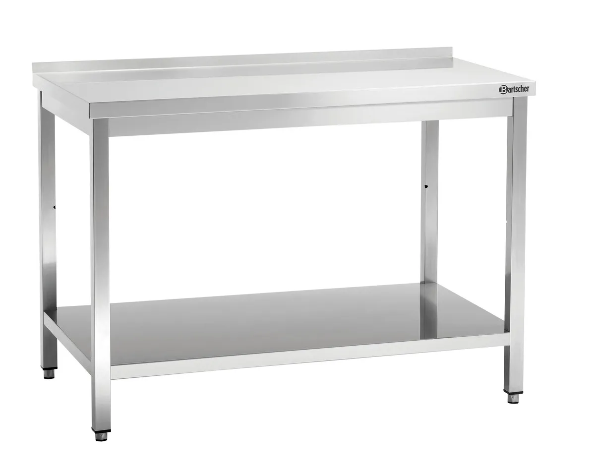 Roestvrijstalen Werktafel met Onderste Legplank en Spatwand - P 700 mm - L 1400 mm