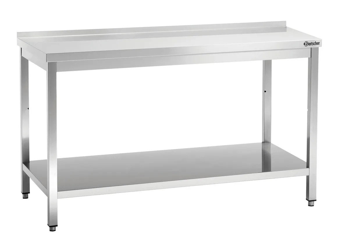 Roestvrijstalen Werktafel met Lage Plank en Achterwand - D 700 mm - L 1600 mm