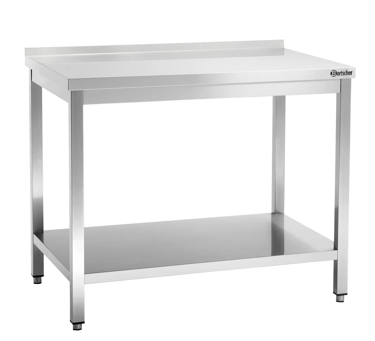 Roestvrijstalen Werktafel met Lage Plank en Achterwand - D 700 mm - L 1000 mm