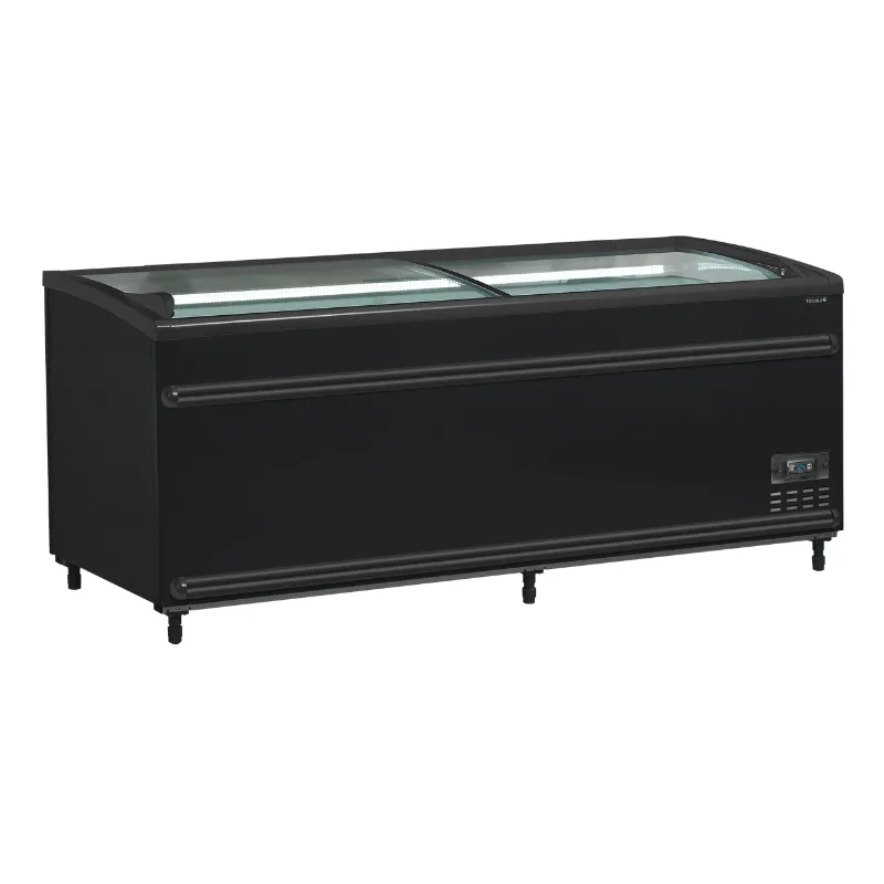 Koelkast Vriezer Gebogen Glazen Deksel - Zwart - 500 L