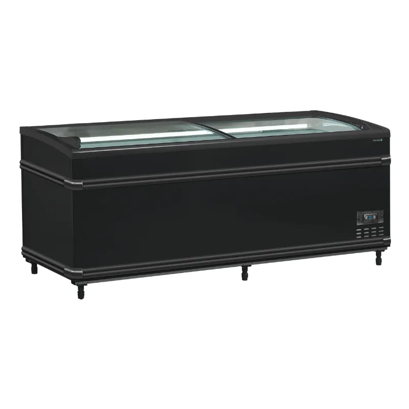 Koelkast Vriezer Gebogen Glazen Deksel - Zwart - 500 L