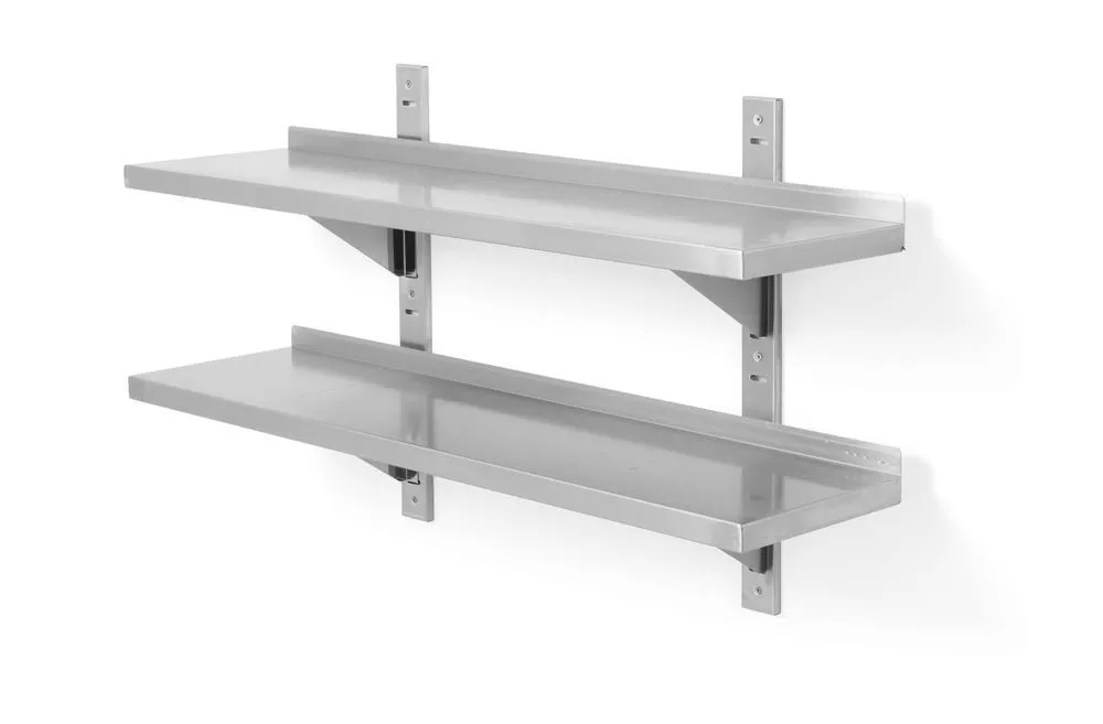 Verstelbare Wandplank 2 Niveaus met 2 Steunen - L 1000 x 300 mm