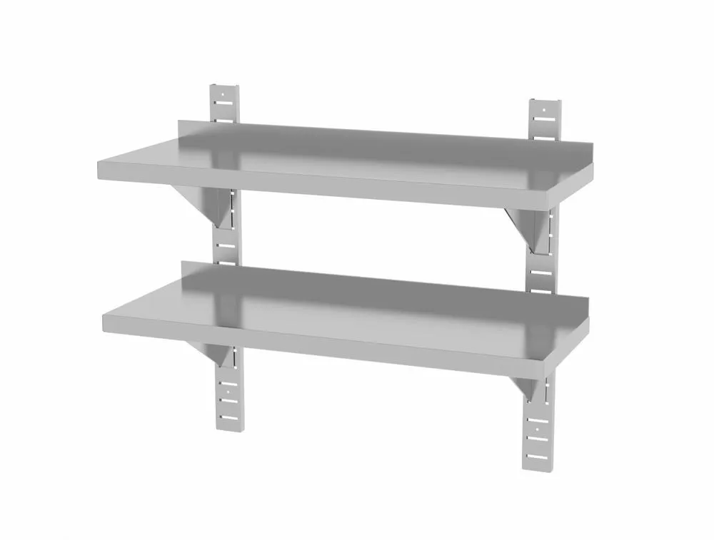 Verstelbare Muurplank 2 Niveaus met 2 Steunen - L 800 x 300 mm