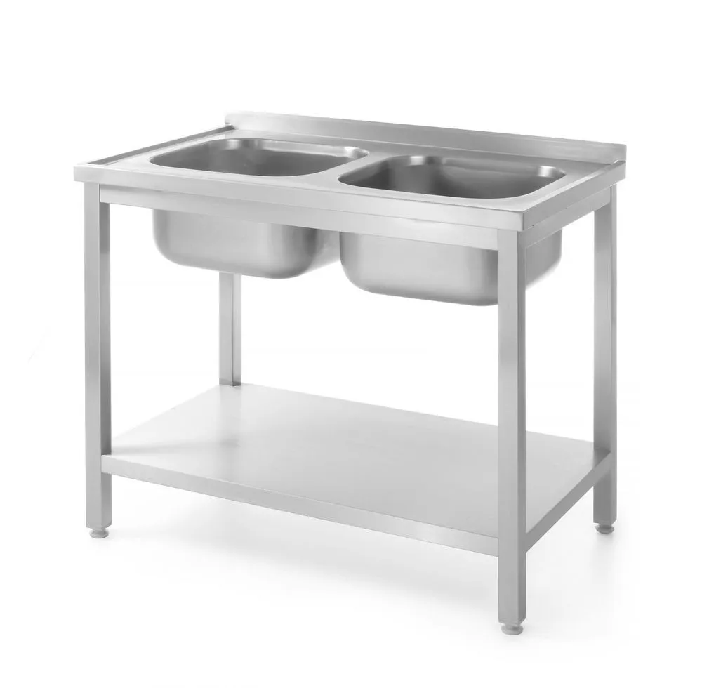 Spoeltafel 2 spoelbakken Profi Line met legplank - D 700 x B 1000 mm