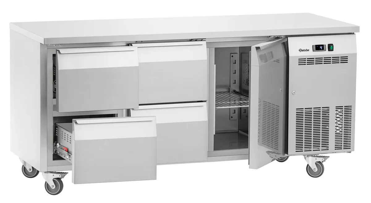 Positieve Koelwerkbank - 4 Laden GN 1/1 en 1 Deur - Diepte 700