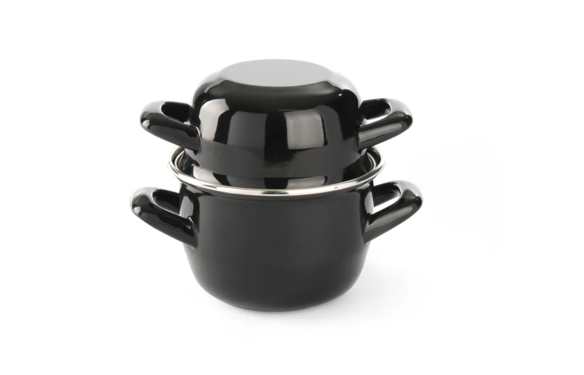 Mosselpan geëmailleerd met deksel - 0,8 L