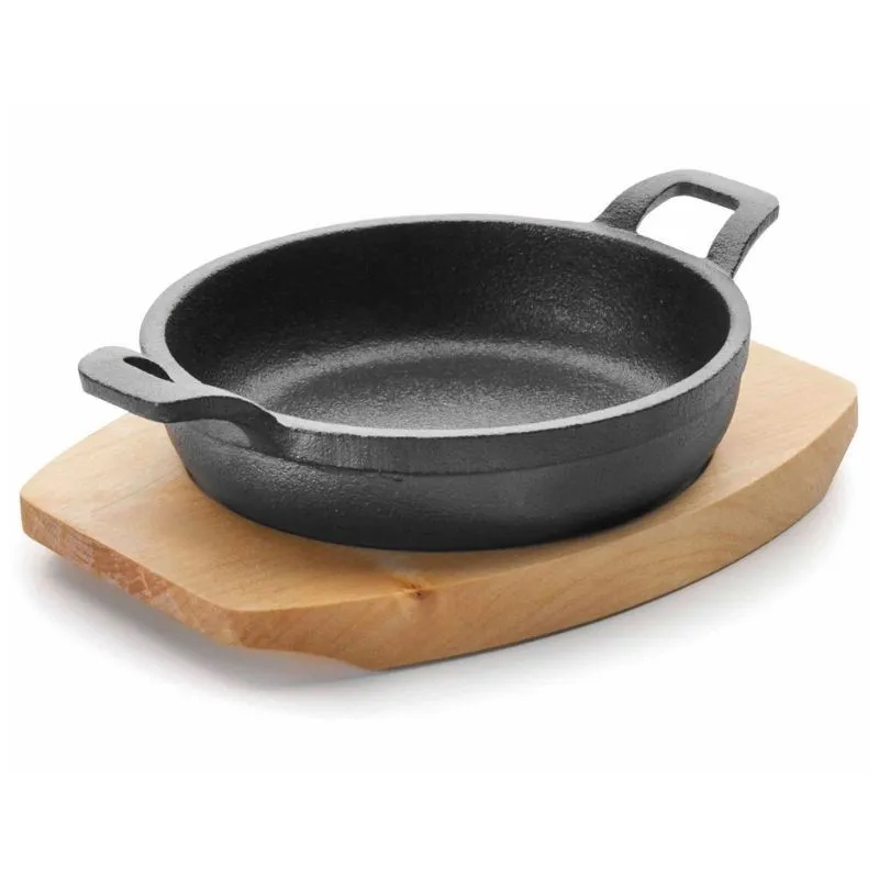 Ronde Braadpan Magma Met Houten Basis - Ø 16,2 Cm