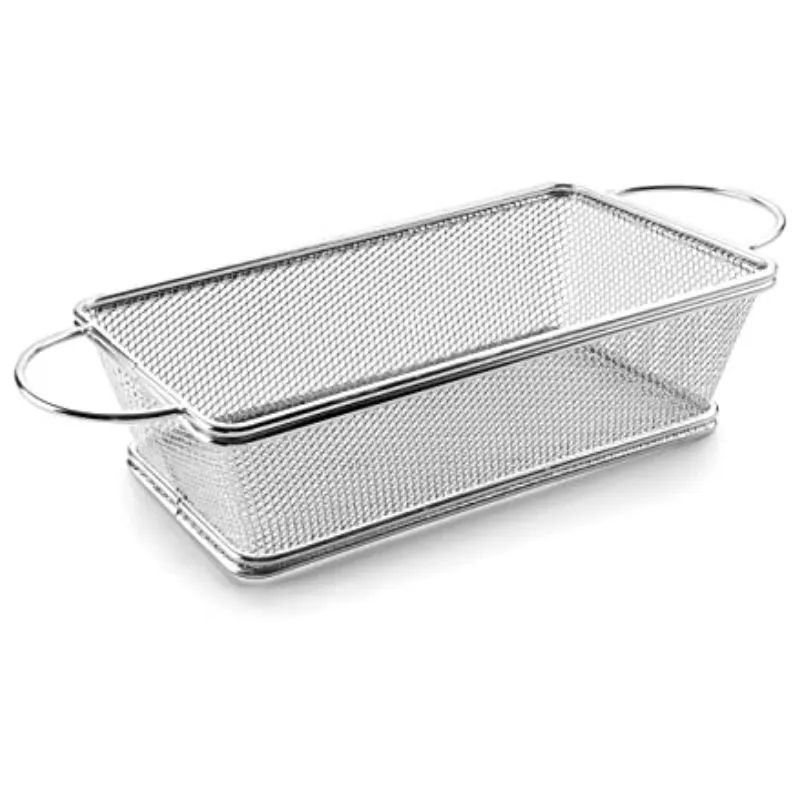 Rechthoekige Mand Van Roestvrij Staal Met Handvat - 21 X 11 Cm