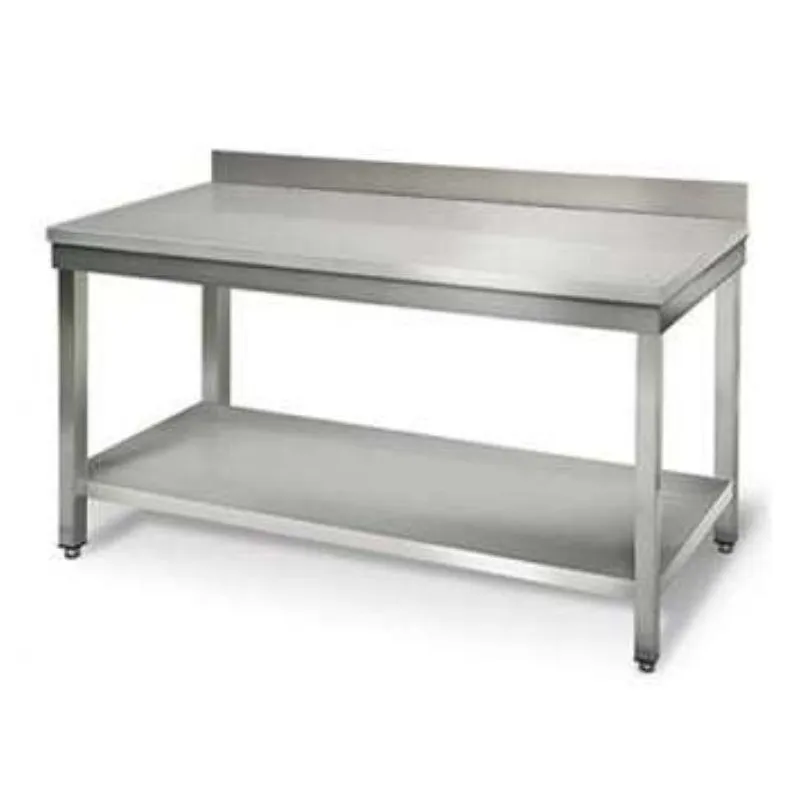 RVS Tafel met Legplank en Achterwand - D 600 mm - L 1800 mm