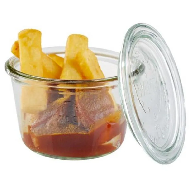 Glaasje Weck van glas met deksel - 370 ml - Set van 3