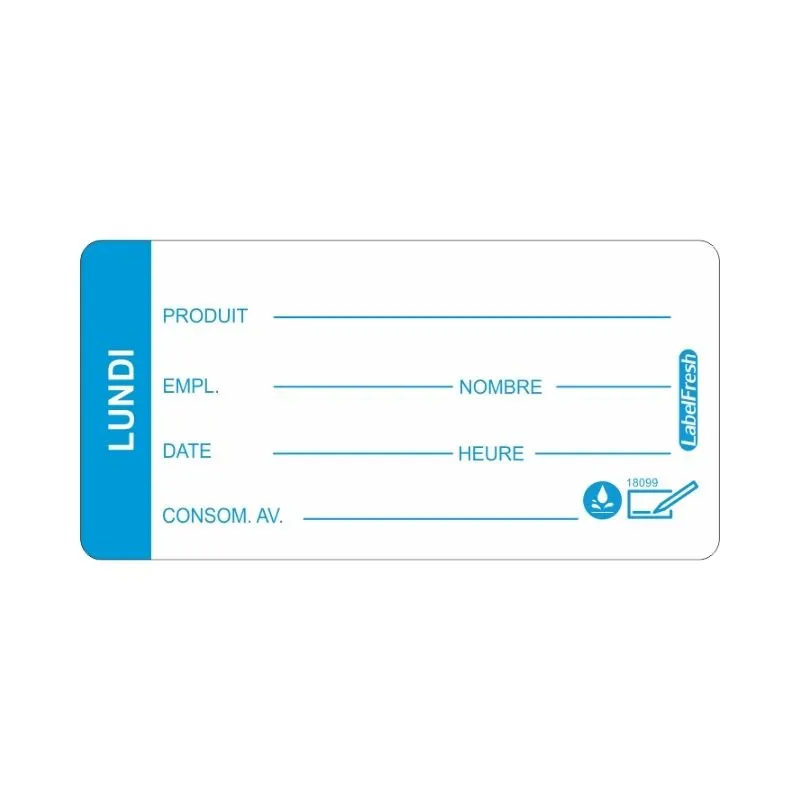 Etiket voor Traceerbaarheid LabelFresh Soluble Pro - Maandag - 60 x 30 mm - Pak van 250