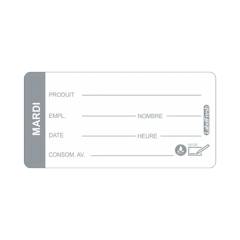 Traceerbaarheidsetiket LabelFresh Soluble Pro - Dinsdag - 60 x 30 mm - Partij van 250