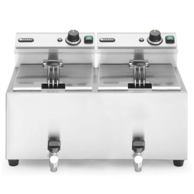 Friteuse Mastercook met aftapkraan - 2 x 8 L
