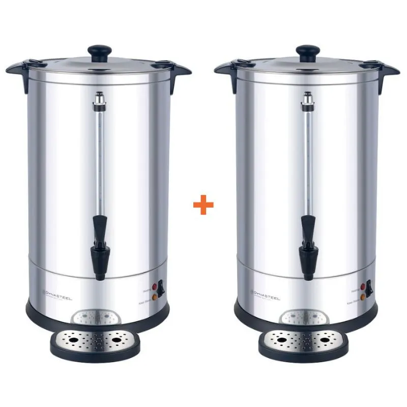 Set van 2 Koffiepercolators 7 L 950 W 48 Kopjes, Roestvrij Staal, Permanent Filter, Tapkraan