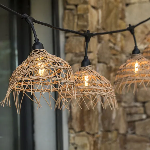 Guirlande Verlichting Buiten met Rotan Lampenkap 6 m - Hawai Light