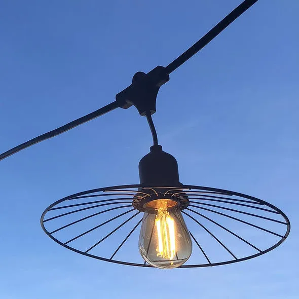 Buitenlichtslinger met stalen lampenkap 6 m - Chic Cage Light