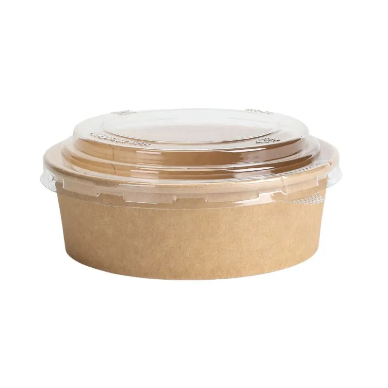 Kraft Saladeschaal 500 ml Transparant PET Deksel, Rond Ø 150 mm, Recyclebaar — Set van 300