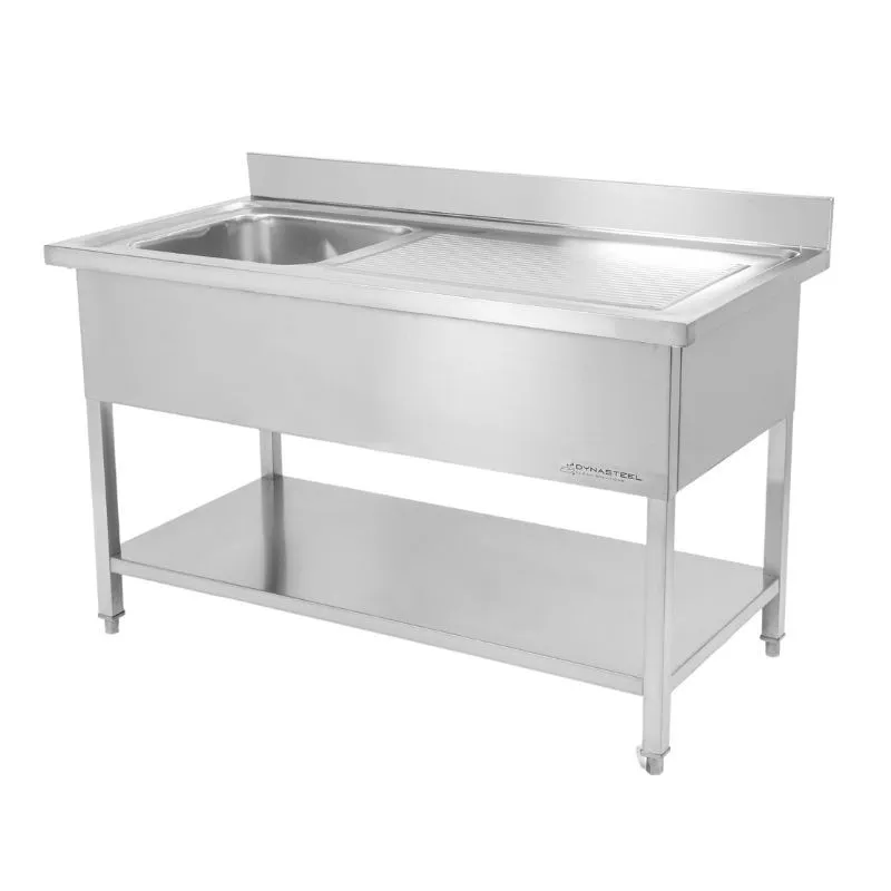 Spoelbak 1 Bak met Achterwand en Plank - L 1400 x D 700 mm
