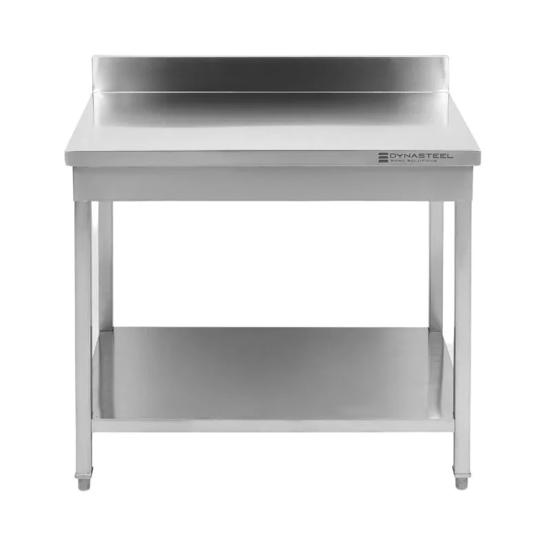 Professionele RVS Tafel 1000 x 600 mm met Achterwand en Onderste Plank, Hoogte 950 mm, RVS AISI 201
