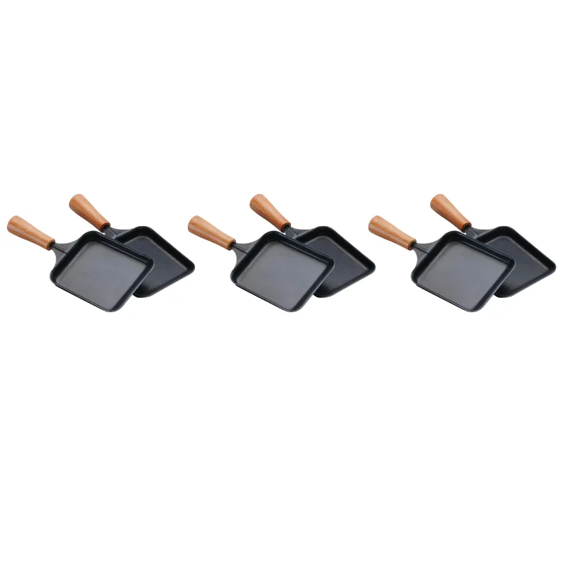 Set van 6 rechthoekige houten pannetjes voor raclette