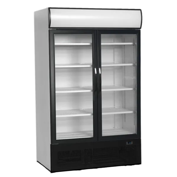 Koelvitrine met Luifel 2 Glazen Deuren - 645 L