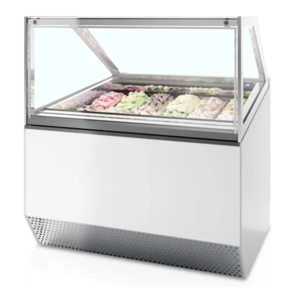 Geventileerde Ijsvitrine met Rechte Voorkant - 12 x 5 L