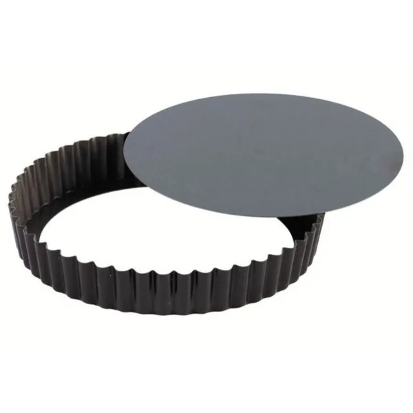 Ronde Geribbelde Antiaanbaktaartvorm met Uitneembare Bodem - ⌀ 320 mm