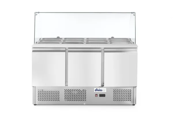 Toonbank met 3 deuren en glazen koelvitrine - 380 L