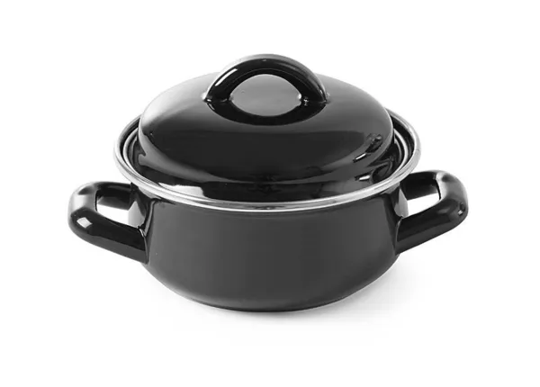 Zwarte pot met deksel - 0,6 L