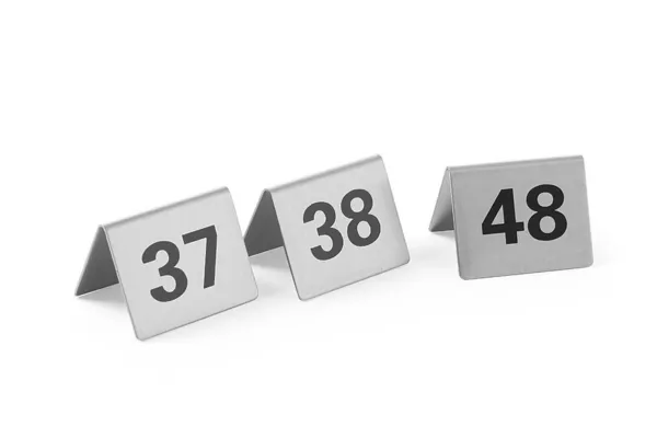 Set van 12 genummerde tafelstandaards van 37 tot 48